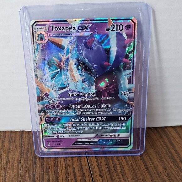 Toxapex GX 57/145 Sun & Moon Guardians Rising Ultra Rare Holo Pokémon - Picture 1 of 3